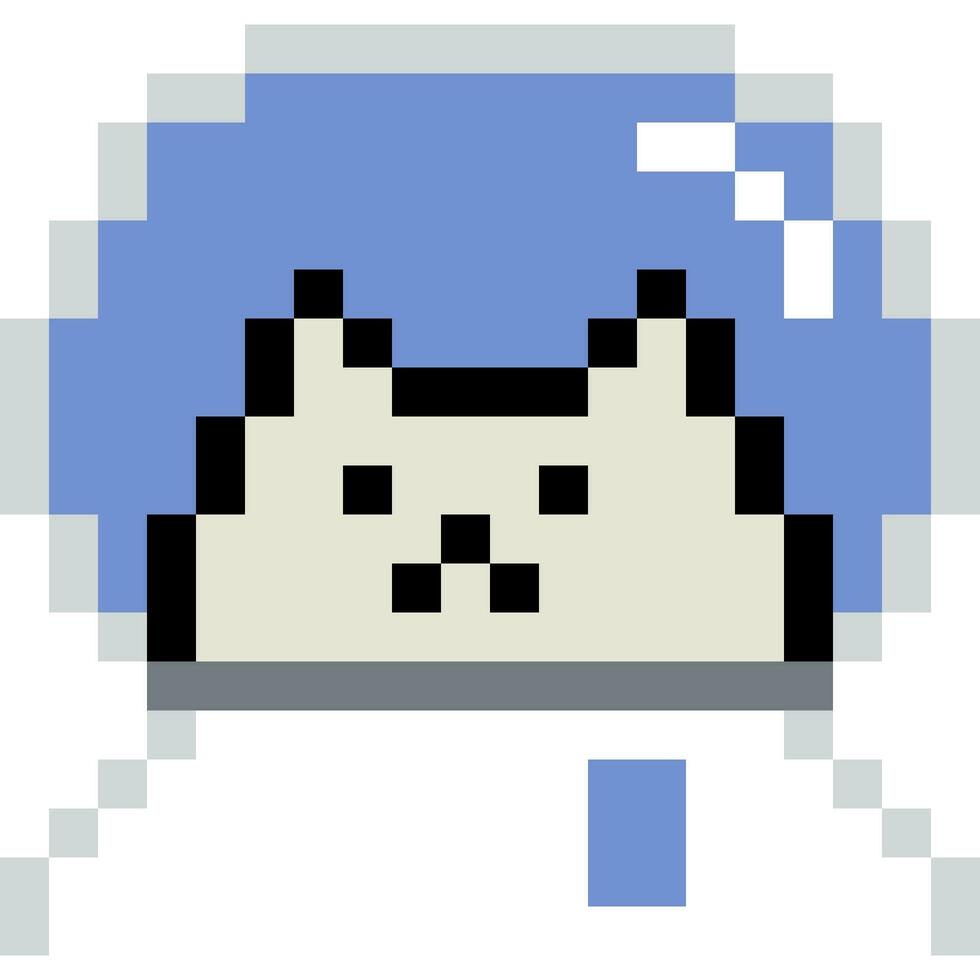Cat cartoon icon in pixel style vector