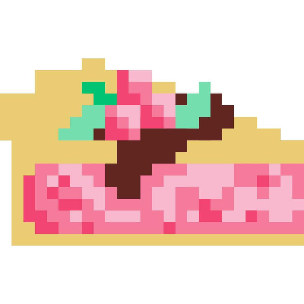 Cake cartoon icon in pixel style vector