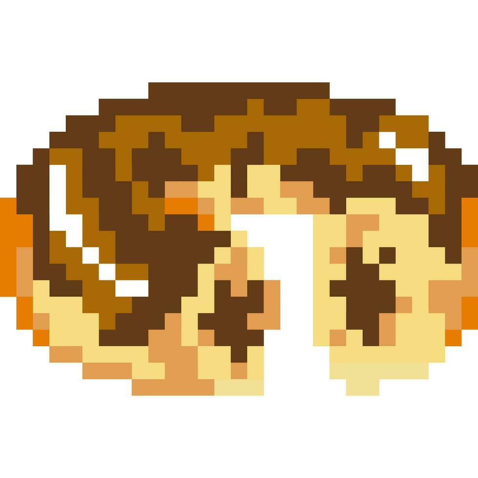 Donut cartoon icon in pixel style vector