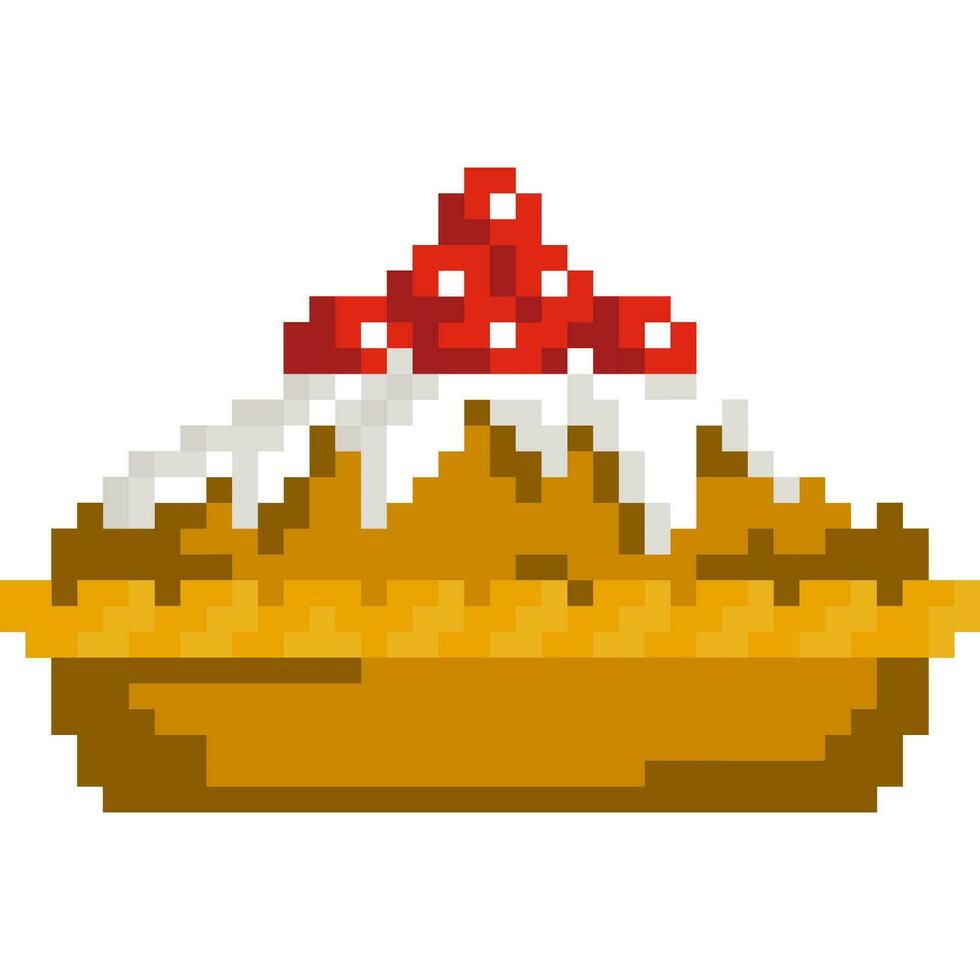 Cake cartoon icon in pixel style vector