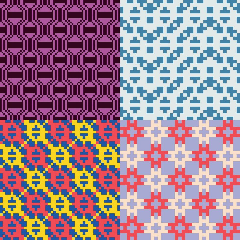 four different patterns with different colors and designs vector