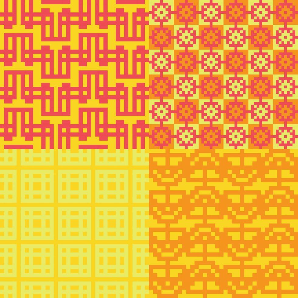 four different patterns with different colors and designs vector