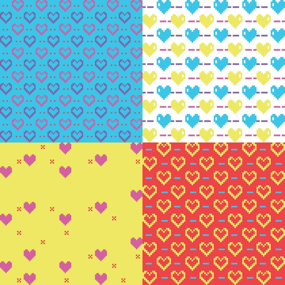 four different patterns with different colors and designs vector