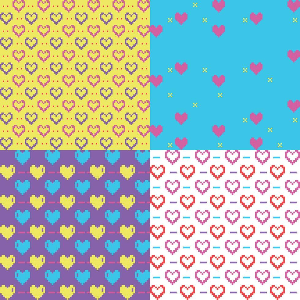 four different patterns with different colors and designs vector
