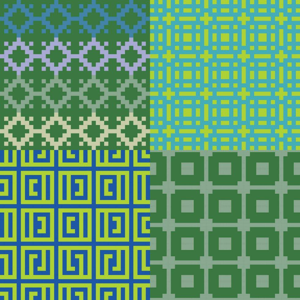 four different patterns with different colors and designs vector