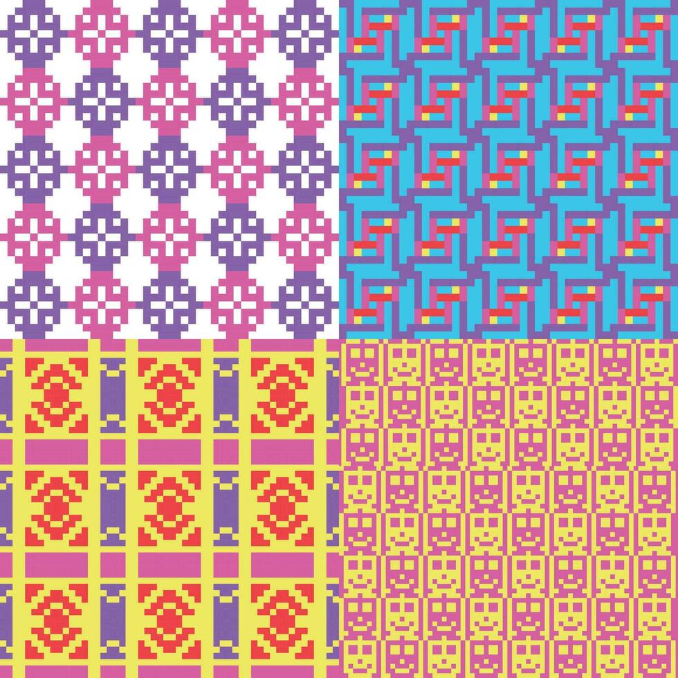 four different patterns with different colors and designs vector