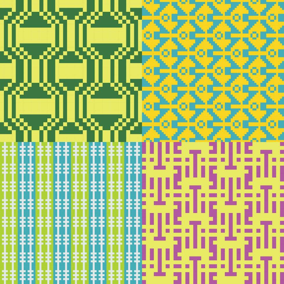 four different patterns with different colors and designs vector
