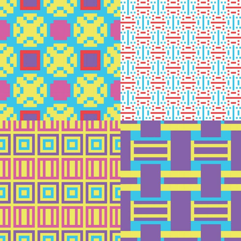 four different patterns with different colors and designs vector