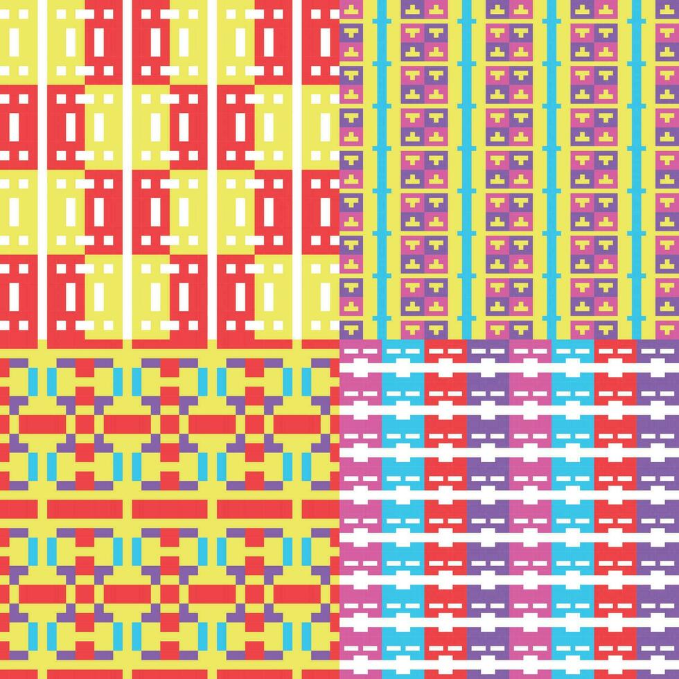 four different patterns with different colors and designs vector