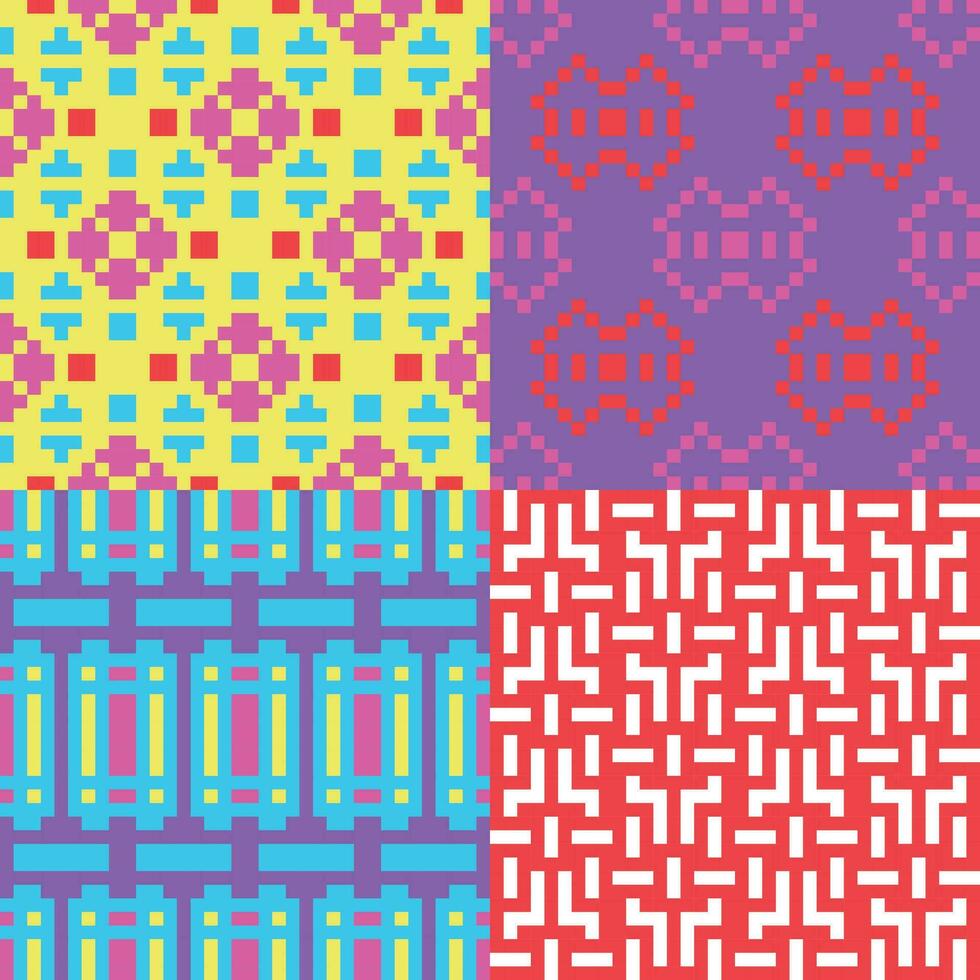 four different patterns with different colors and designs vector