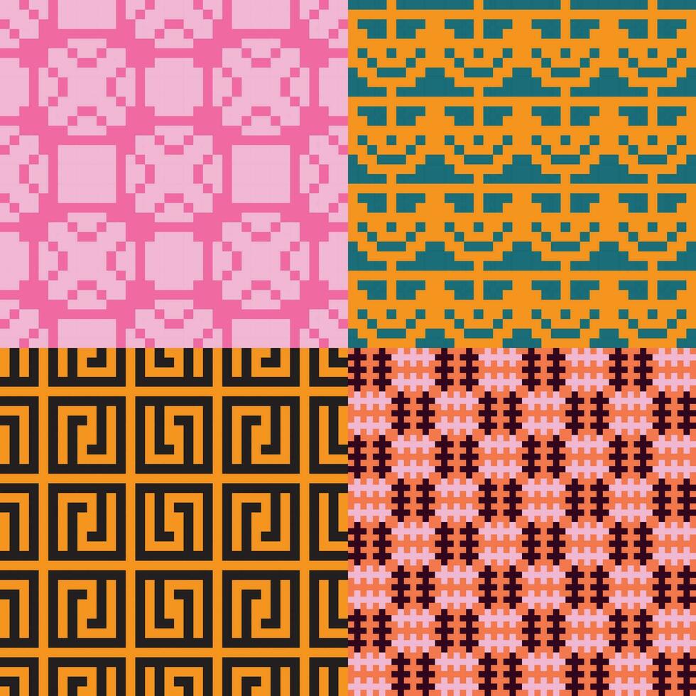 four different patterns with different colors and designs vector