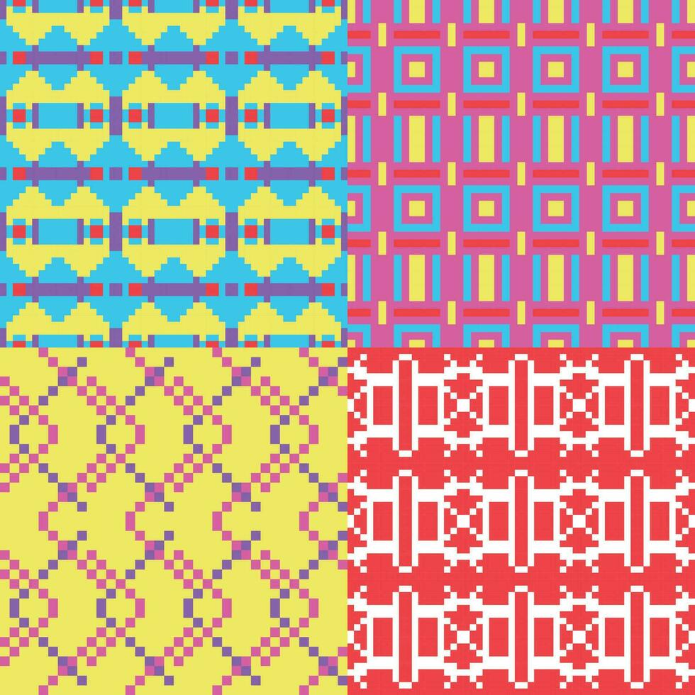 four different patterns with different colors and designs vector