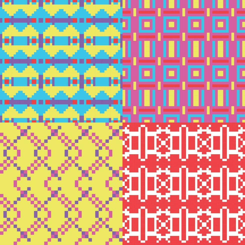 four different patterns with different colors and designs vector