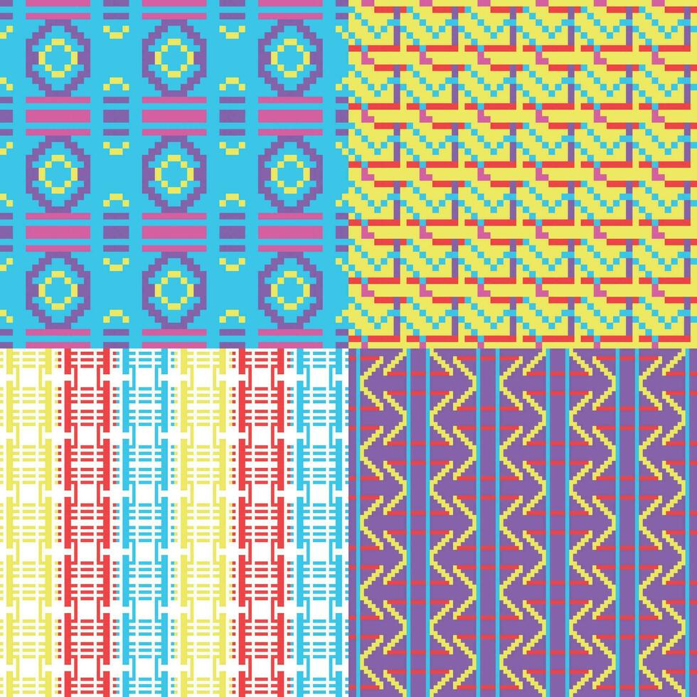 four different patterns with different colors and designs vector