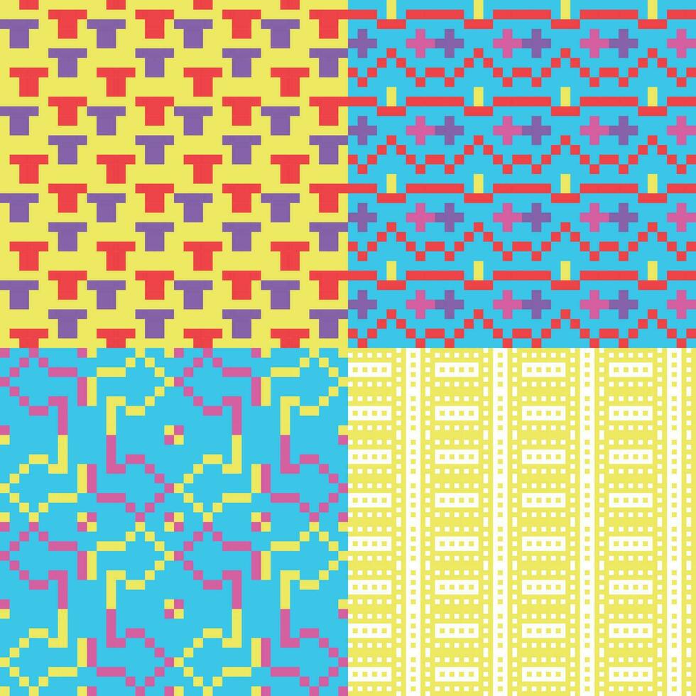 four different patterns with different colors and designs vector