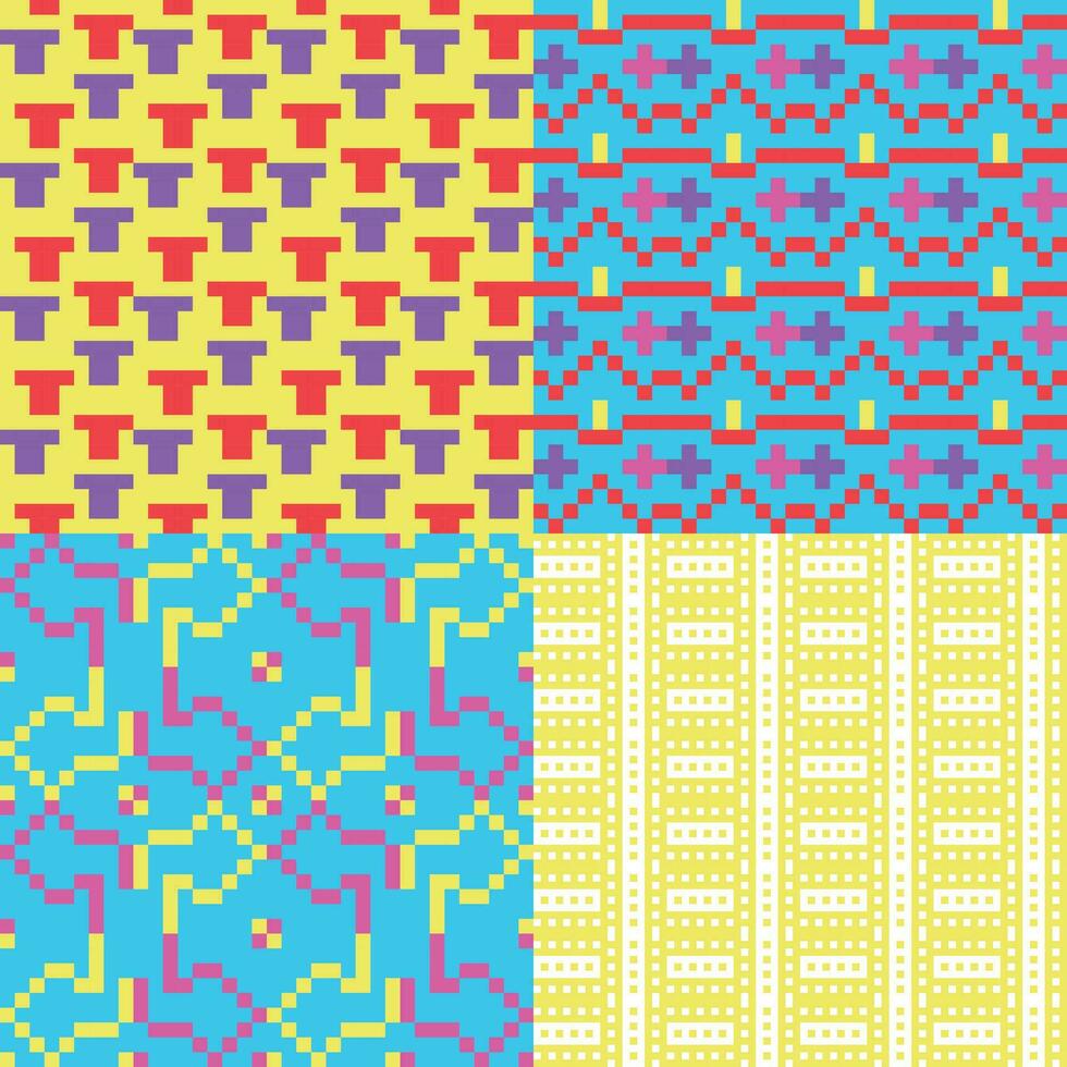 four different patterns with different colors and designs vector