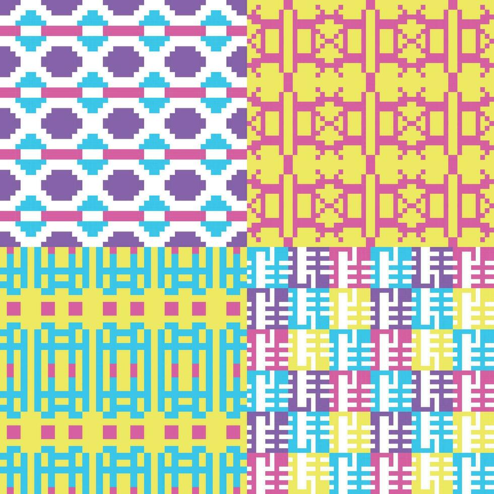 four different patterns with different colors and designs vector