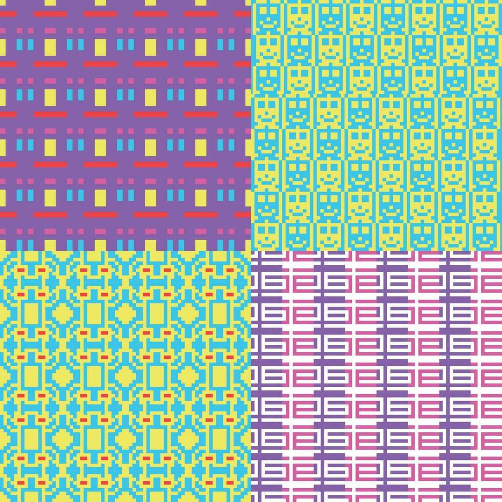 four different patterns with different colors and designs vector
