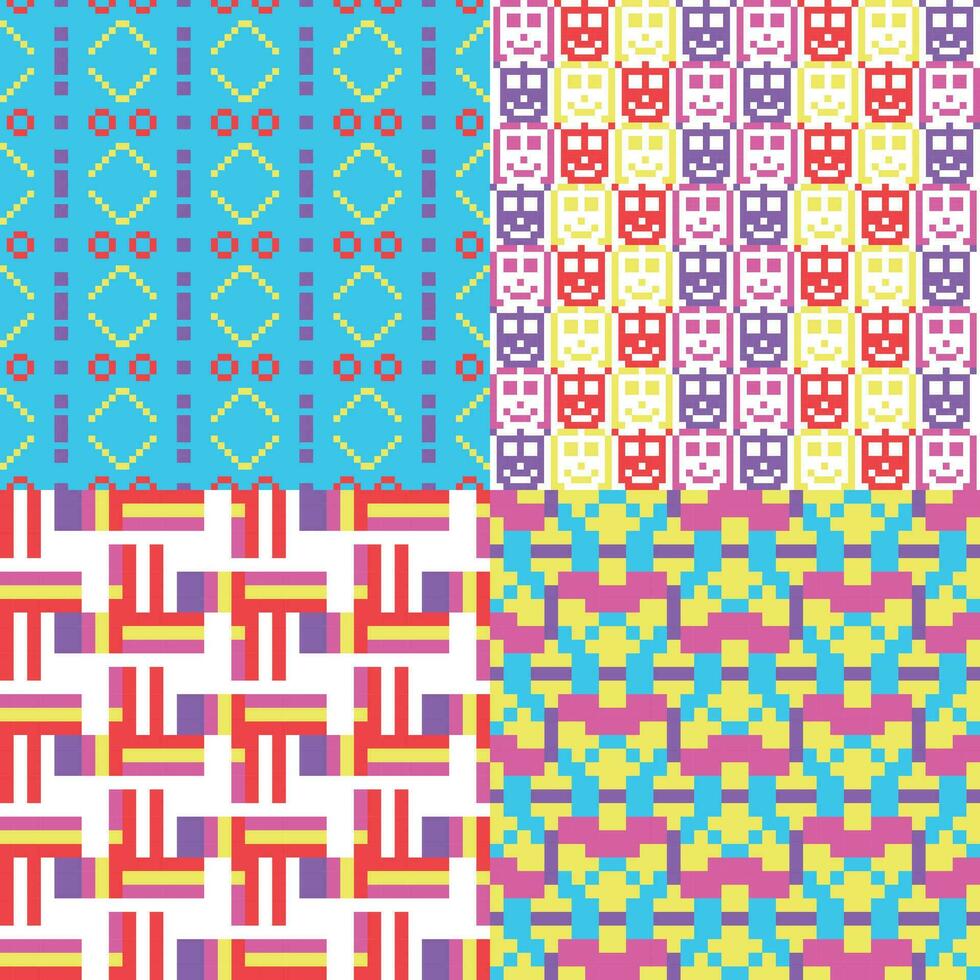 four different patterns with different colors and designs vector