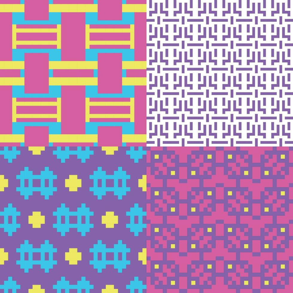 four different patterns with different colors and designs vector