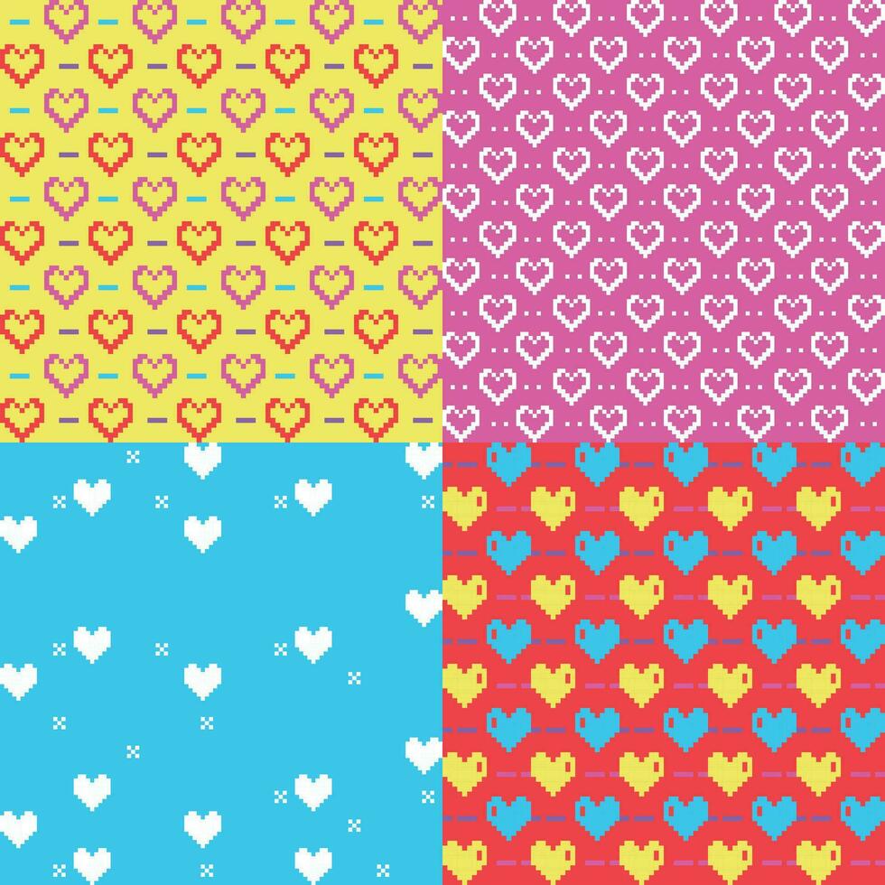 four different patterns with different colors and designs vector