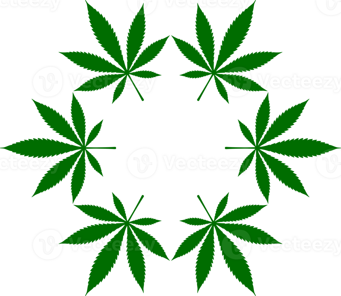 Marijuana Leaf Silhouette Composition, can use for Decoration, Ornate, Wallpaper, Cover, Art Illustration, Textile, Fabric, Fashion, or Graphic Design Element. Format PNG