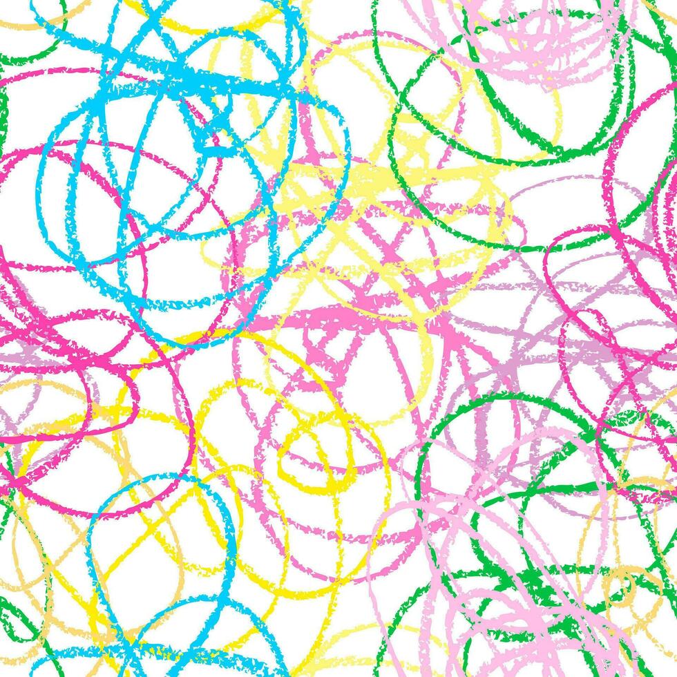 Crayon Hand drawn line seamless pattern. Doodle design element. vector