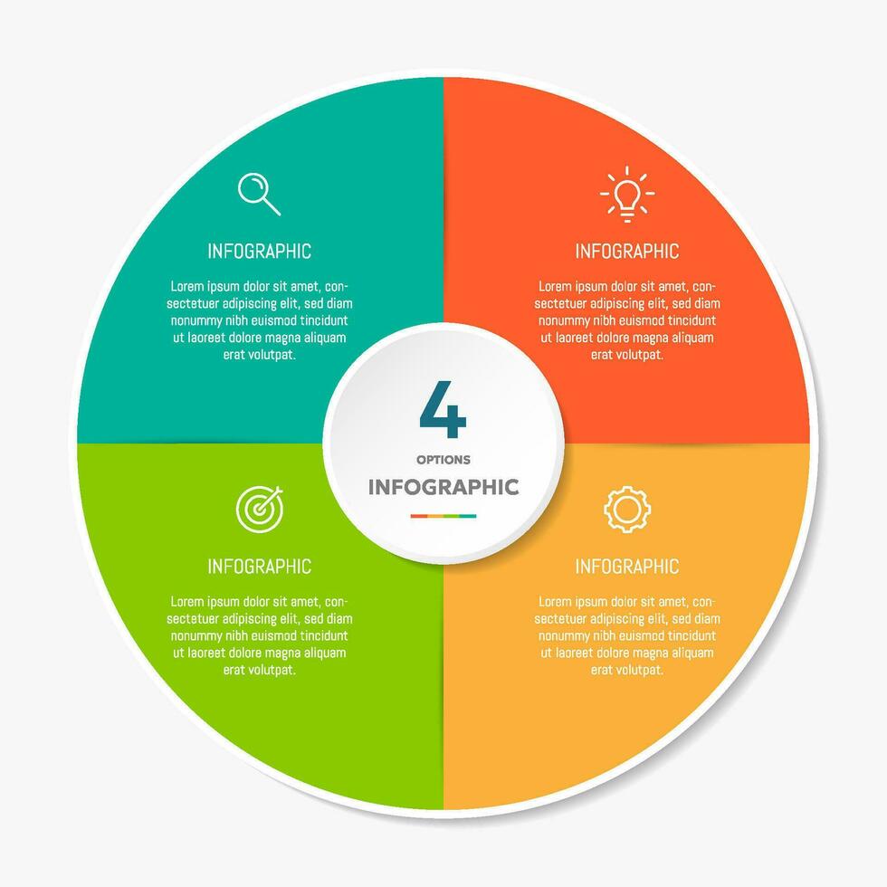 Circle chart infographic template with 4 options for presentations vector