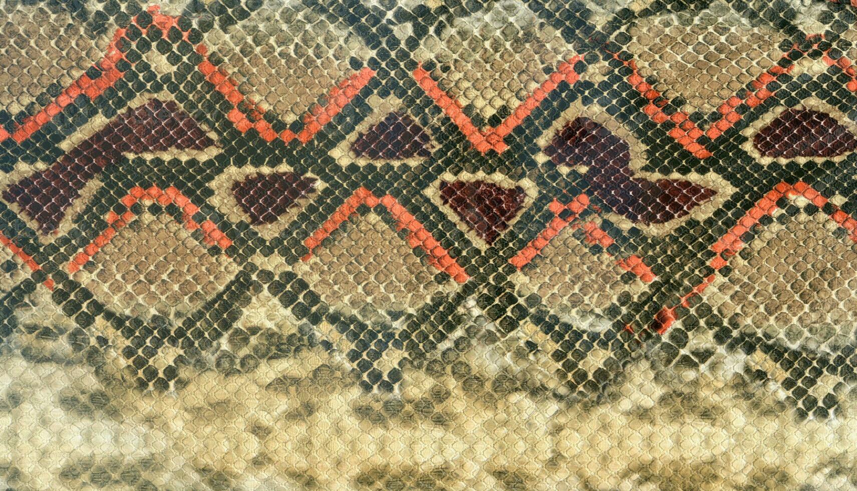 Snake skin leather textured reptile print. Pyton animal leather background. photo
