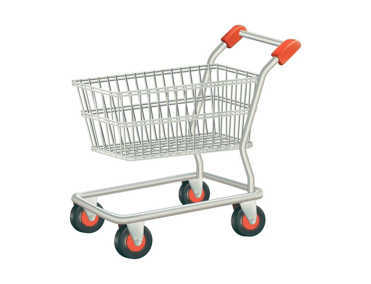 Shopping cart isolated on white background. 3d  illustration Vector ,sell discount ,Front view EPS