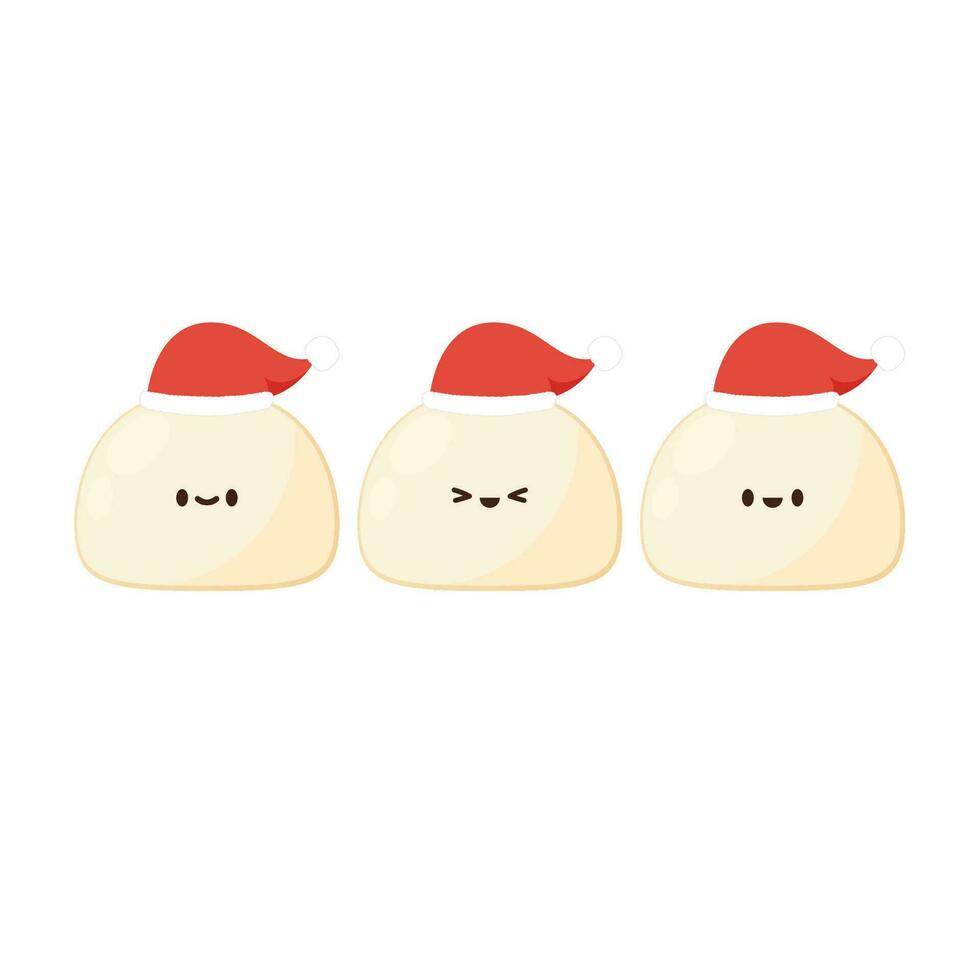Mochi character design. free space for text. Mochi vector. Santa hat vector. vector