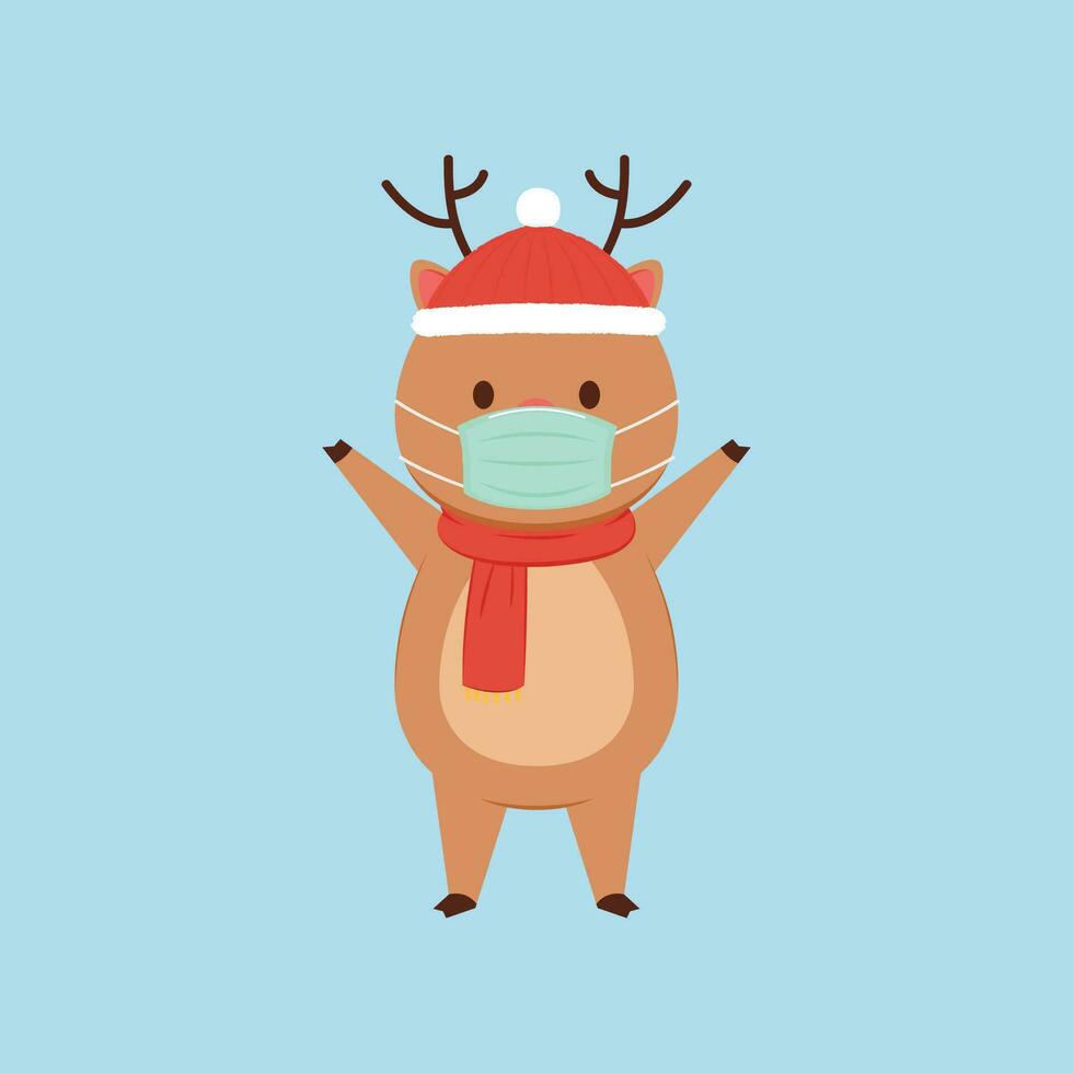 Reindeer cartoon vector. Reindeer character design. Face mask. vector