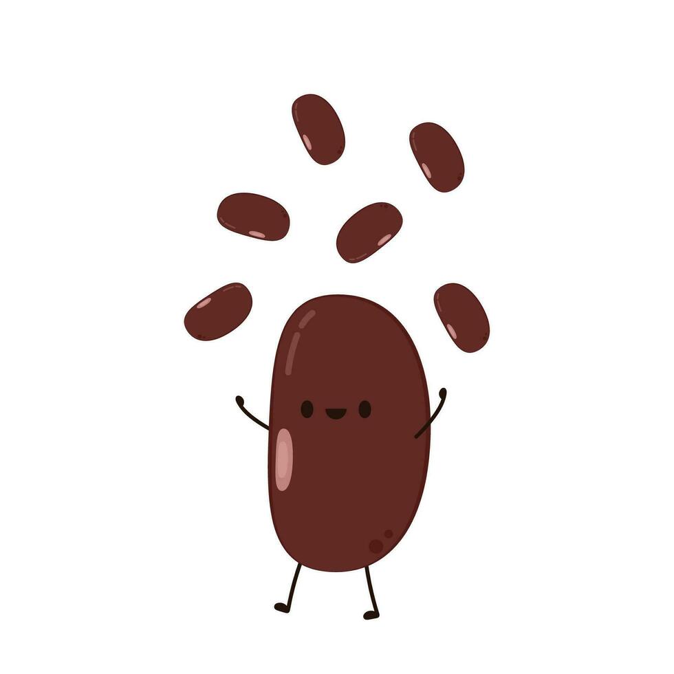 Kidney bean character. Kidney bean on white background. vector