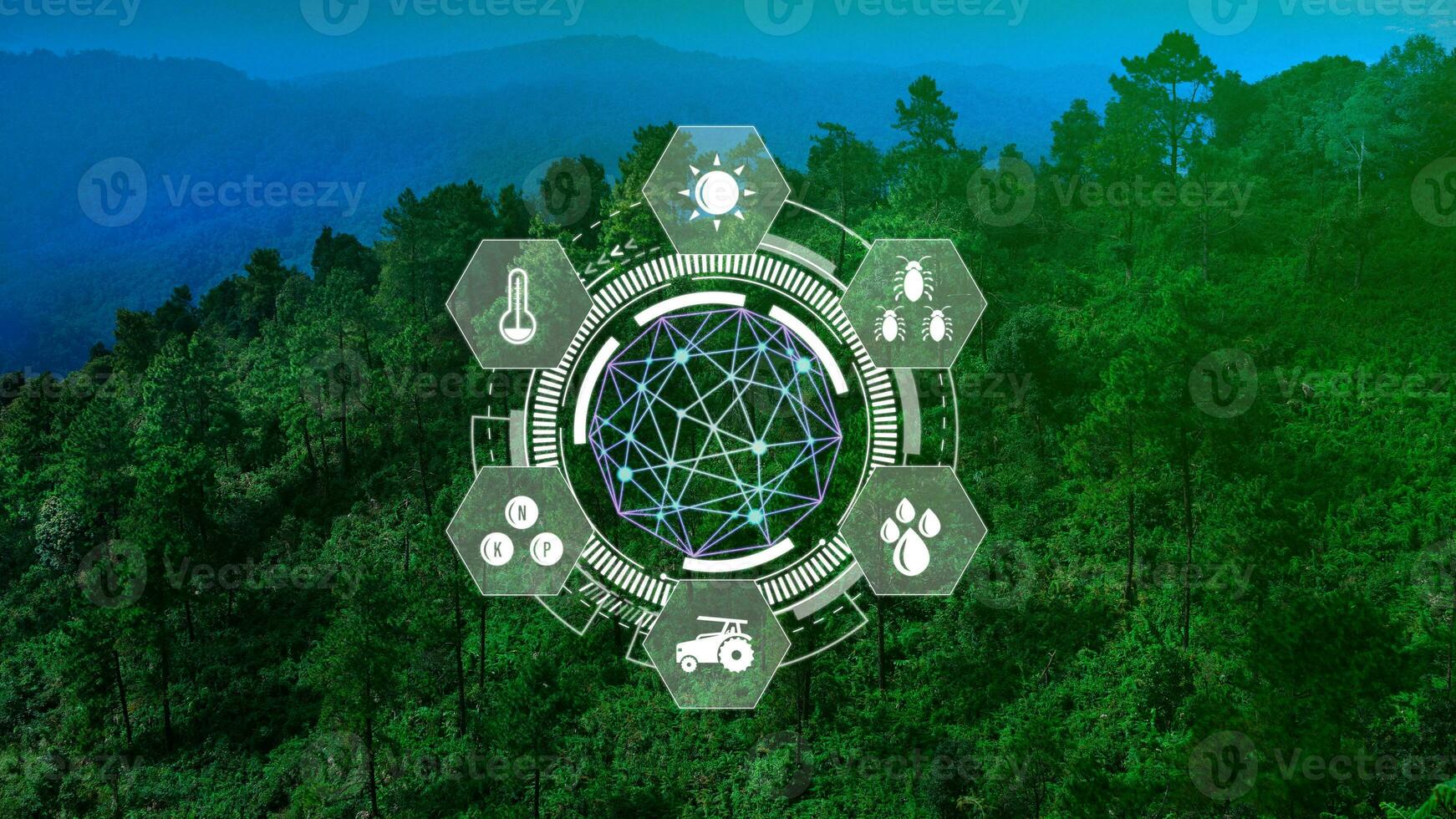 Infographics smart farming and precision agriculture with visual icon, Innovation technology for smart farm system, Agriculture management, smart technology concept modern technology. photo