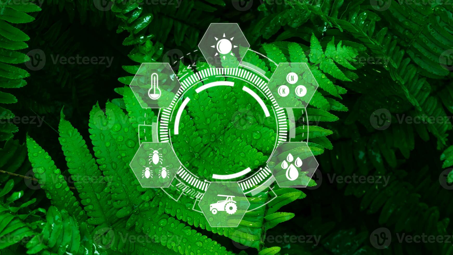 Infographics smart farming and precision agriculture with visual icon, Innovation technology for smart farm system, Agriculture management, smart technology concept modern technology. photo