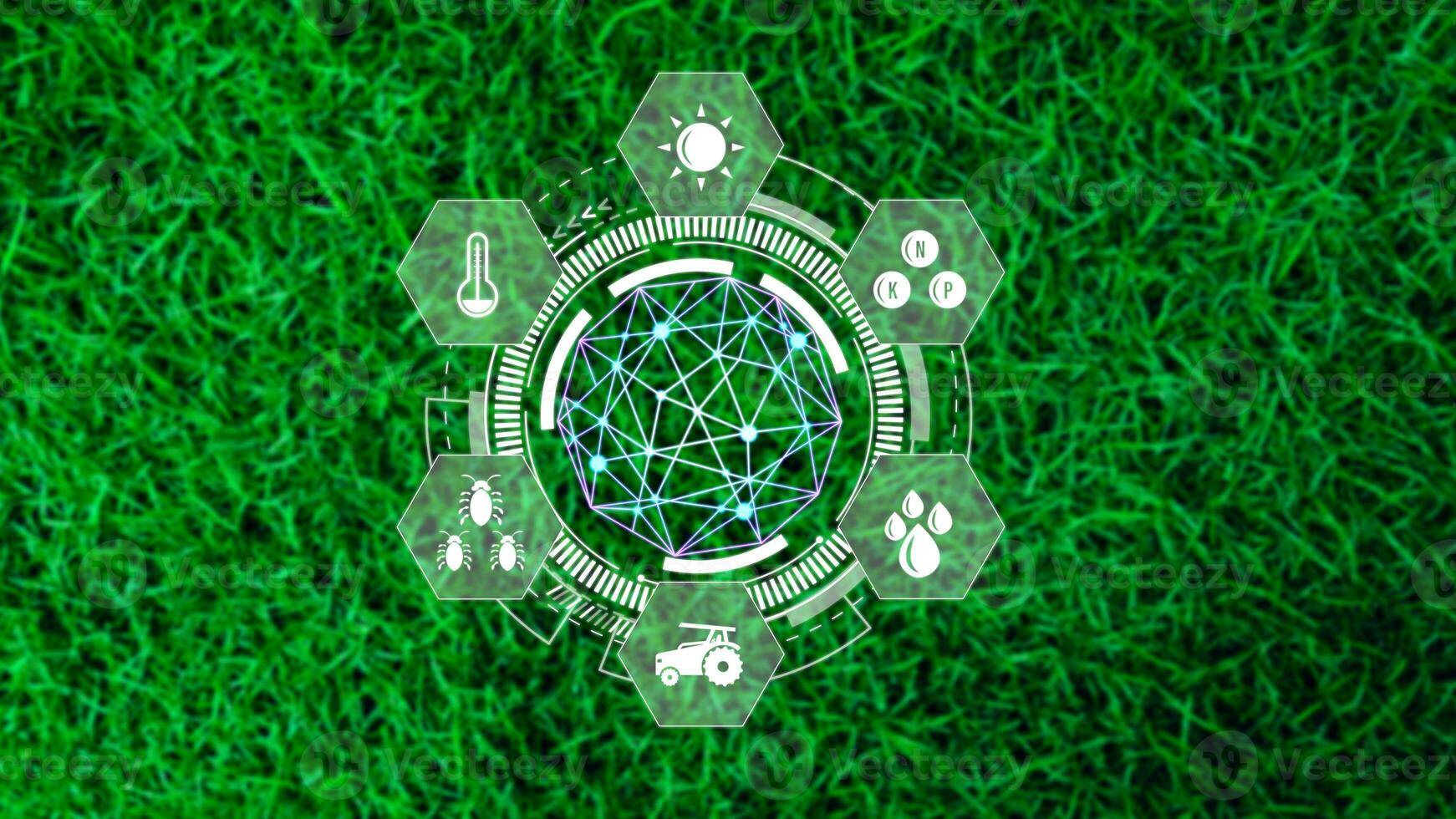 Infographics smart farming and precision agriculture with visual icon, Innovation technology for smart farm system, Agriculture management, smart technology concept modern technology. photo