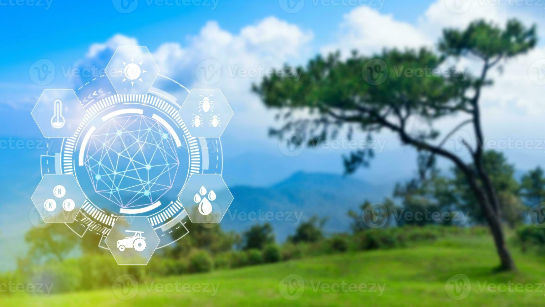 Infographics smart farming and precision agriculture with visual icon, Innovation technology for smart farm system, Agriculture management, smart technology concept modern technology. photo