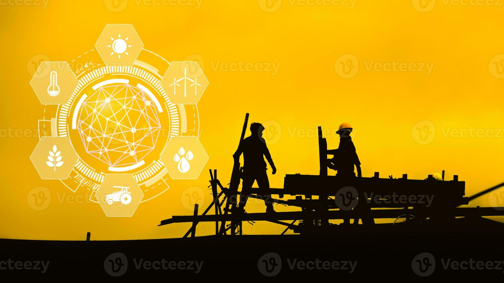 Infographics smart farming and precision agriculture with visual icon, Innovation technology for smart farm system, Agriculture management, smart technology concept modern technology. photo
