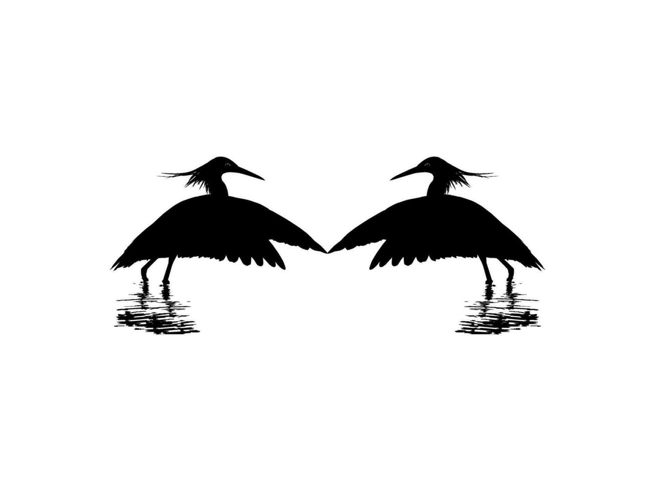 par de el negro garza pájaro, egretta ardesíaca, además conocido como el negro garceta silueta para Arte ilustración, logo, pictograma, sitio web, o gráfico diseño elemento. vector ilustración