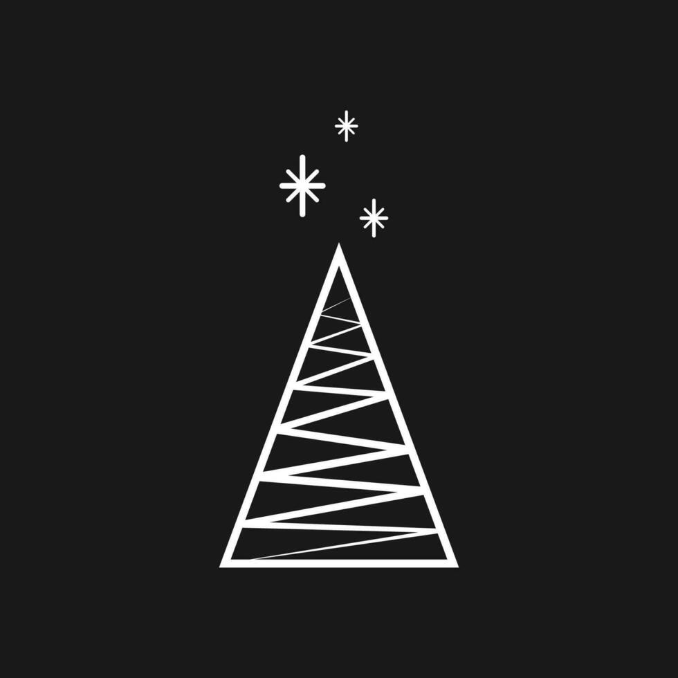 New Year greeting card design with stylized Christmas tree. Vector illustration. Christmas tree logo.