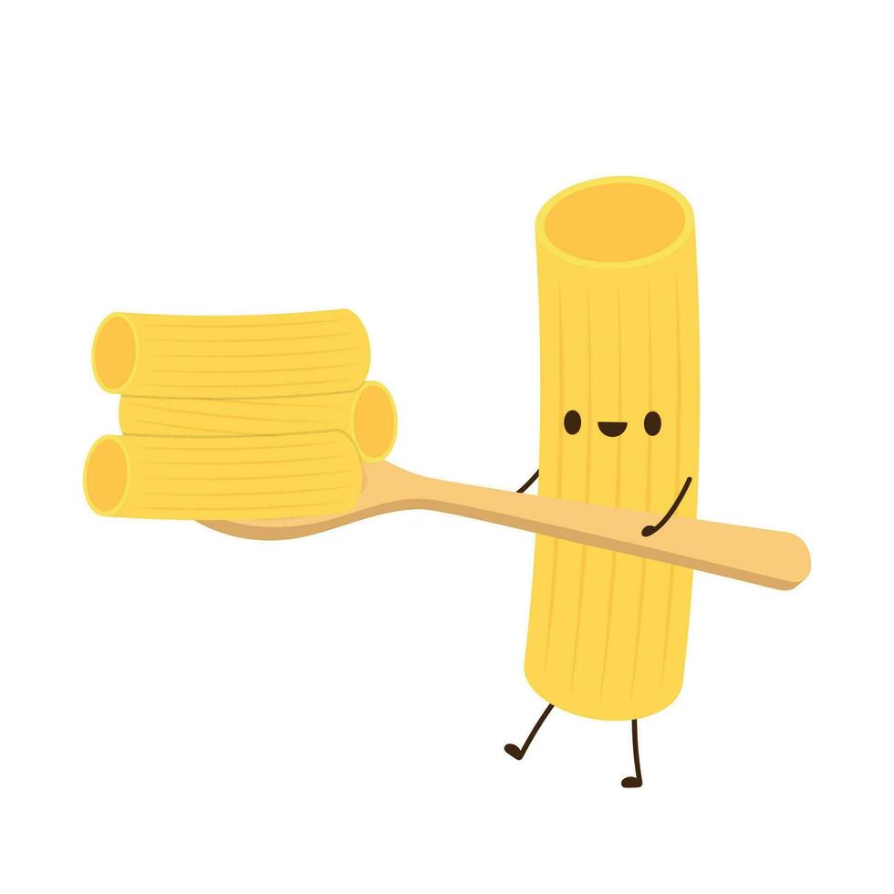 pasta tallarines personaje diseño. pasta tallarines en blanco antecedentes. vector