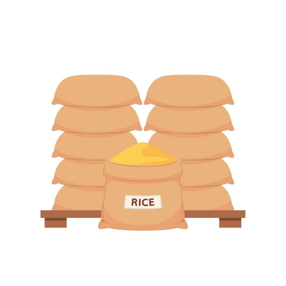 Rice sack cartoon vector. Wheat symbol. Paddy vector. vector