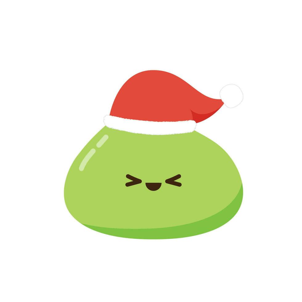 Wasabi character. Wasabi root on white background. Santa hat. vector