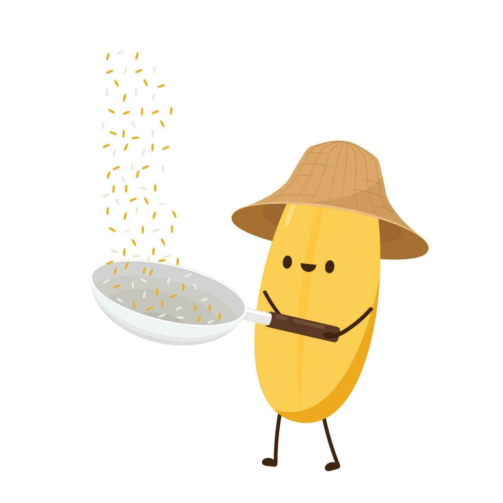 Rice character design. rice vector on white background. rice seed. Paddy mascot vector isolated.