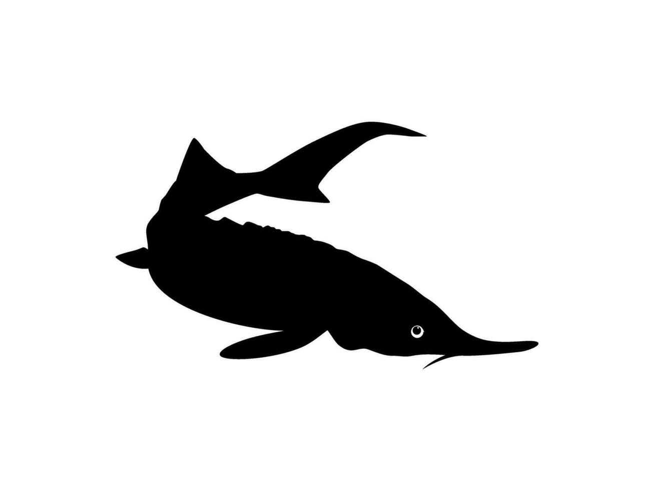 Beluga Sturgeon or Huso Fish Silhouette, Fish Which Produce Premium and Expensive Caviar, For Logo Type, Art Illustration, Pictogram, Apps, Website or Graphic Design Element. Vector Illustration