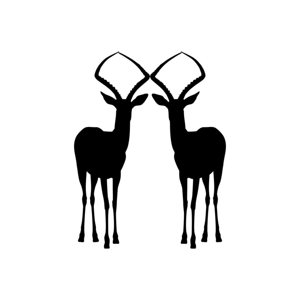Pair of the Antelope Silhouette for Logo Type, Art Illustration, Pictogram, Apps, Website, or Graphic Design Element. Vector Illustration