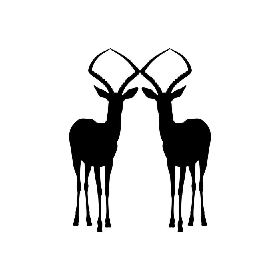 Pair of the Antelope Silhouette for Logo Type, Art Illustration, Pictogram, Apps, Website, or Graphic Design Element. Vector Illustration