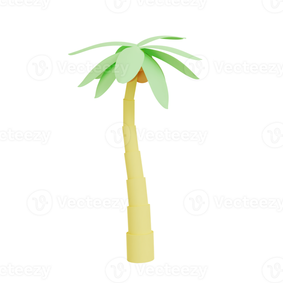 3d illustration of cartoon Coconut palm tree isolated on transparent background. png