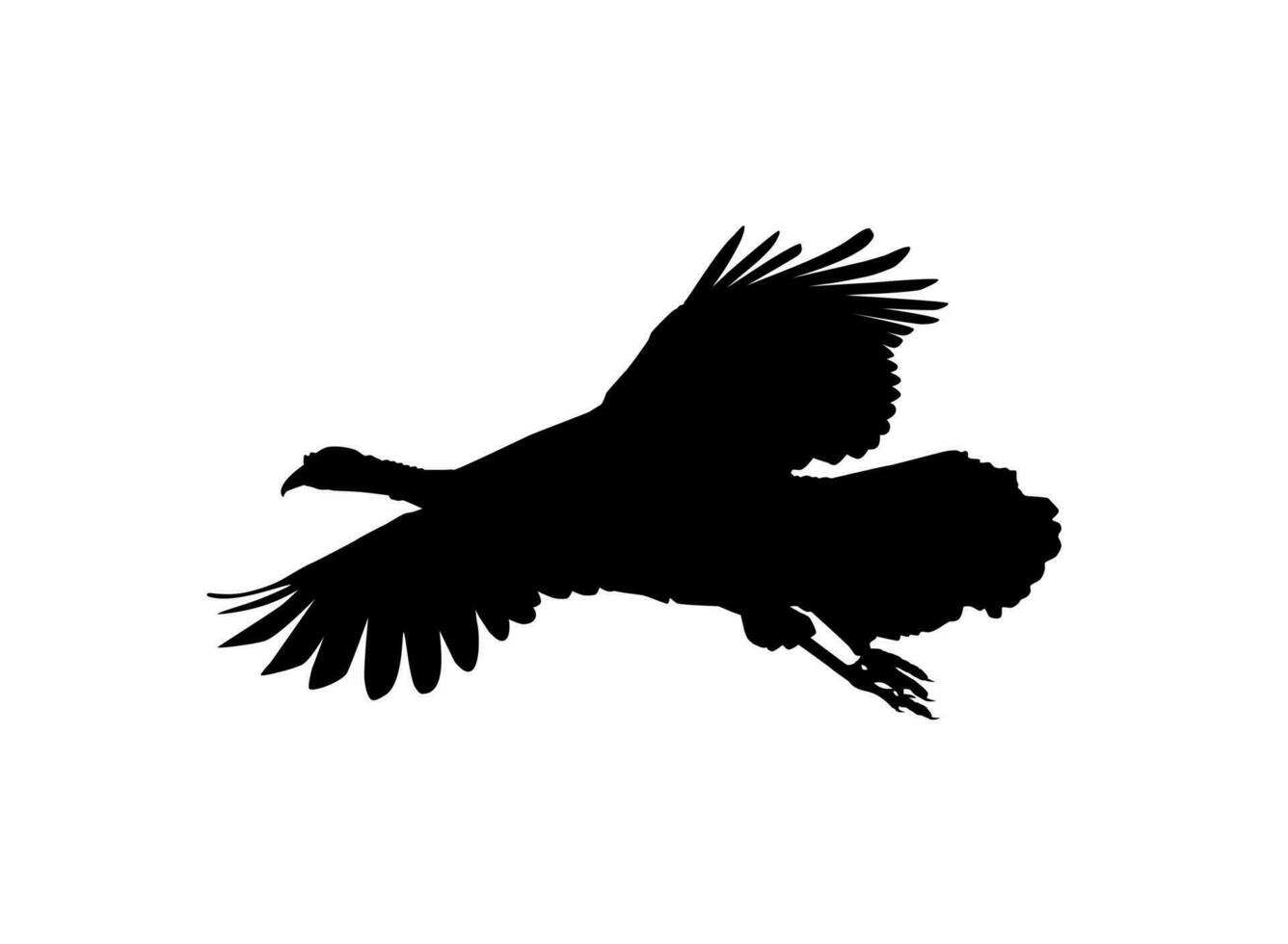 Flying Turkey Silhouette for Art Illustration, Pictogram or Graphic Design Element. The Turkey is a large bird in the genus Meleagris. Vector Illustration