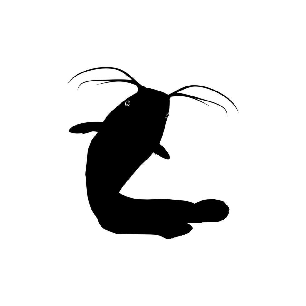 Catfish Silhouette for Logo type, Art Illustration, Apps, Website, Pictogram or Graphic Design Element. Vector Illustration